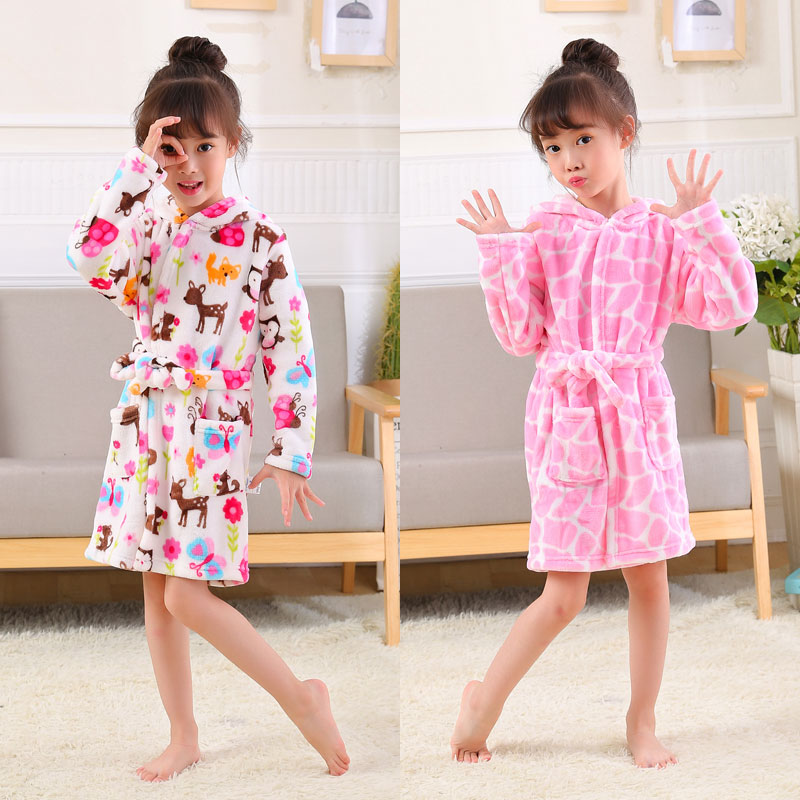 Kids Bathrobe Animal Hooded Towel